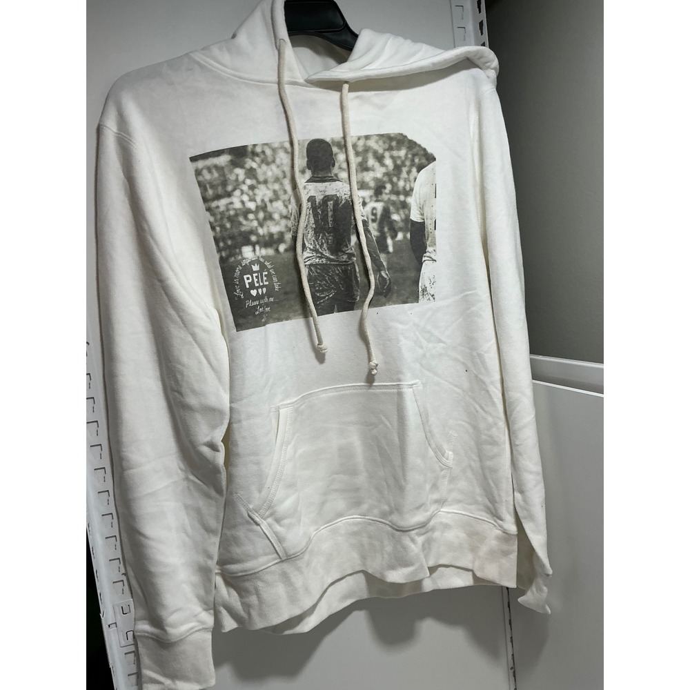 Roots of Fight Pele Soccer Brazil Graphic Hoodie Cream Mens Medium
